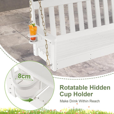 HDPE Porch Swing with Hidden Cup Holder and Adjustable Secure Chains