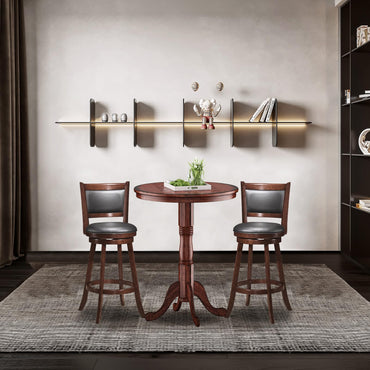 Wooden Pub Pedestal Dining Table with Stable Base and Spacious Tabletop