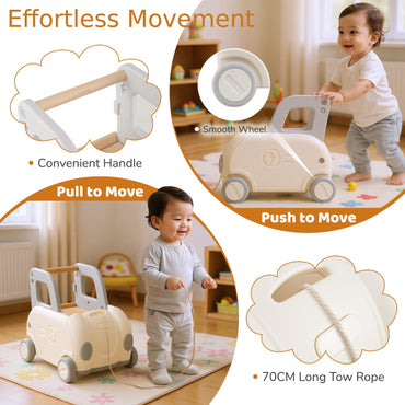 Children Push Walker Cart with Handle and Wheels
