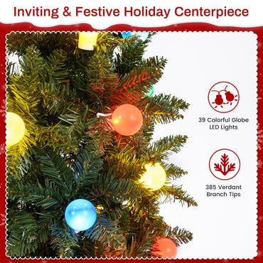 150 CM Pre-Lit Artificial Slim Pencil Hinged Christmas Tree with 39 Multicolored Globe LED Lights