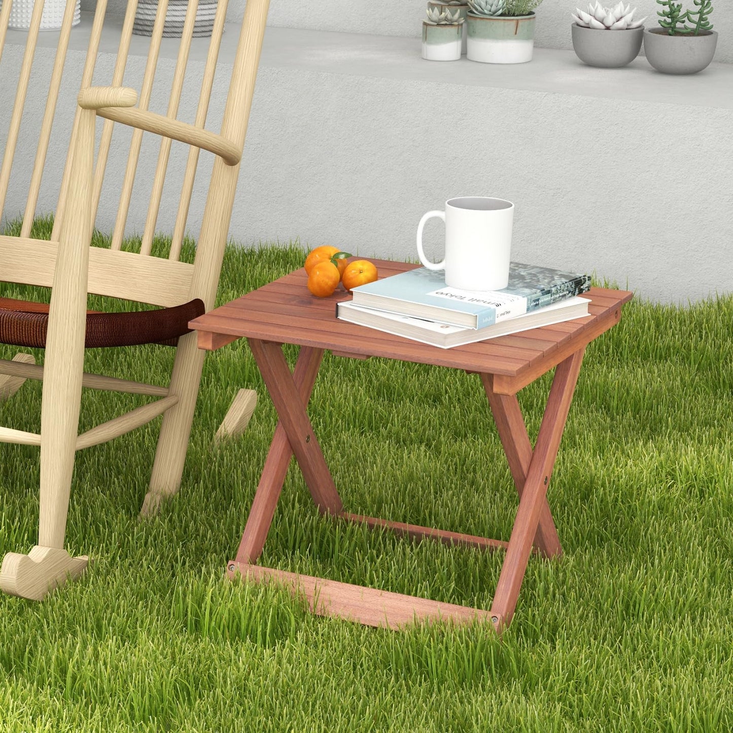 Folding Square Weather-Resistant Indoor Outdoor End Bistro Snack Table