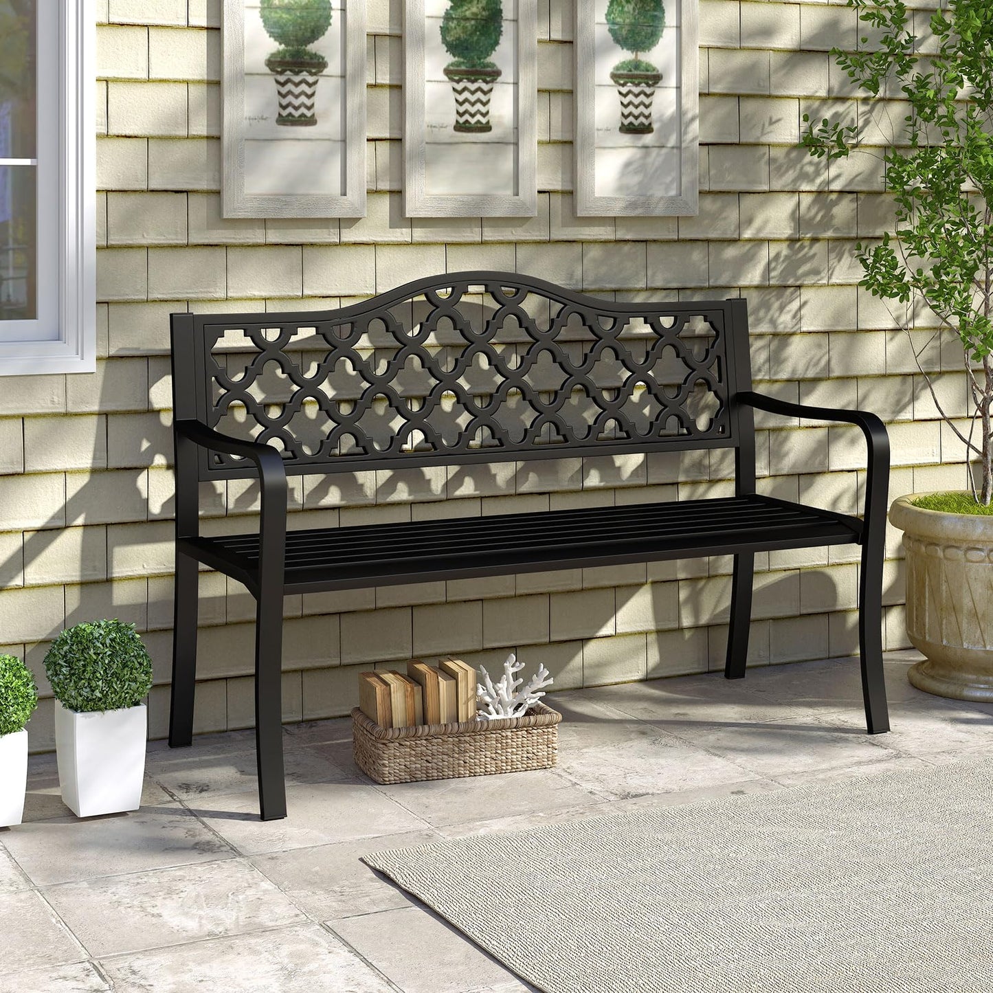 Metal Frame Loveseat Park Bench for Balcony