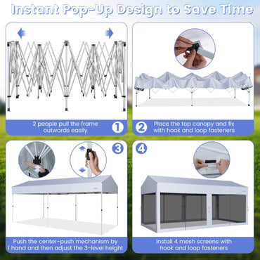 3m x 6m Pop Up Gazebo UV Screen House Party Tent with Removable Sidewalls
