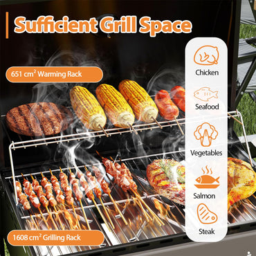 3-Burner Propane Gas Grill 24,000 BTU Portable with Lid and Side Tables