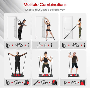 Fitness Equipment with Foldable Push-up Stand Elastic Resistance Bands
