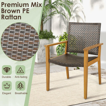 Rattan Garden Chairs Set of 4 for Backyard Poolside Balcony