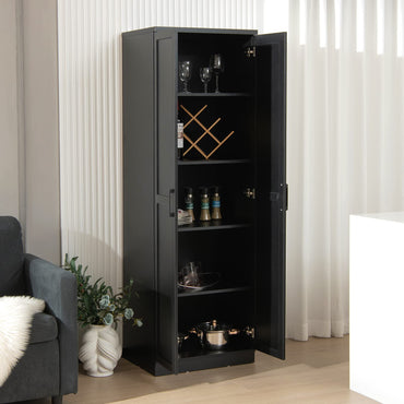 Wooden Storage Cabinet, Freestanding Tall Cupboard Sideboard