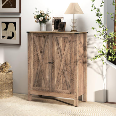 6-Tier Farmhouse Shoe Storage Organizer Freestanding Wooden Shoe Rack