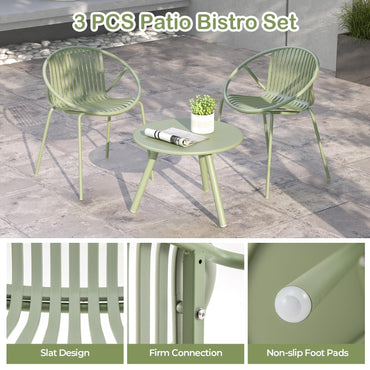 All Weather PP Patio Conversation 3 Pieces Bistro Set with Round Coffee table