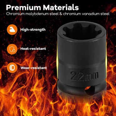 16pcs Impact Brake Caliper Socket Set with Engines and Hubs of Most Car Brands