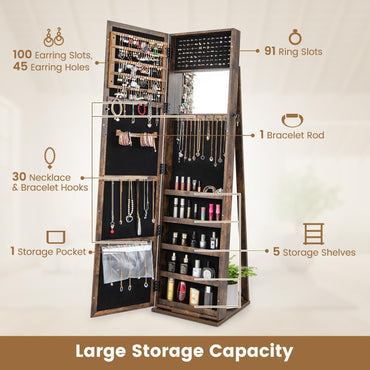 3-in-1 Mirrored Jewelry Armoire with Display Shelves