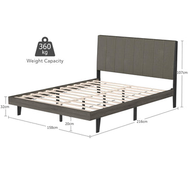 5FT King Size Bed Frame with Channel Tufted Headboard & 20cm Underbed Storage