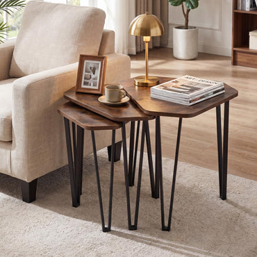 Nesting Coffee Tables Set of 3, Stacking End Sofa Side Table
