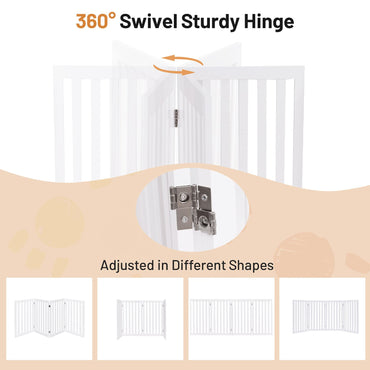 4 Panels Freestanding Wooden Dog Fence Up to 203cm Wide