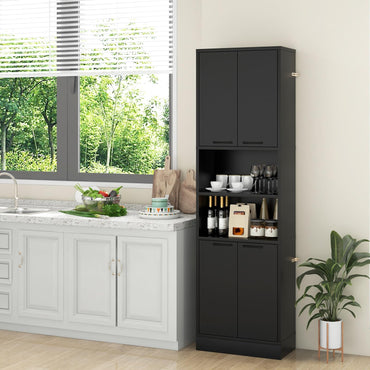 190cm Tall Freestanding Cupboard with Doors and Shelves