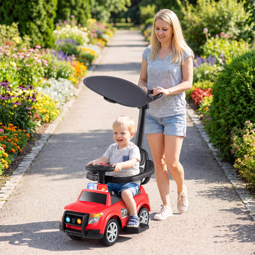 3 in 1 Kids Ride on Push Car, Push Along Car with Light