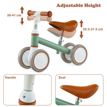 Baby Balance Bike with Height Adjustable Handle and Seat