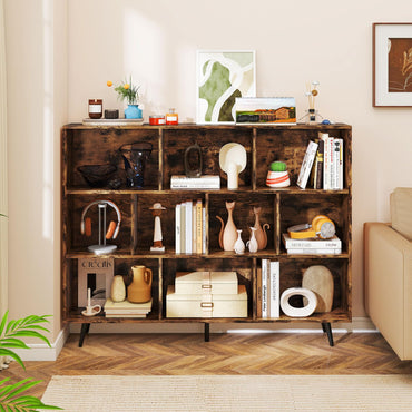 Bookcase 80/100/120/140 CM Storage Organizer with 4/5/5/5 Tapered Metal Legs