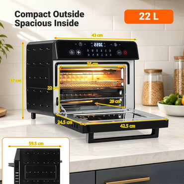 22 L 1800W Air Fryer Toaster Oven Combo 12-in-1 Convection Countertop Oven