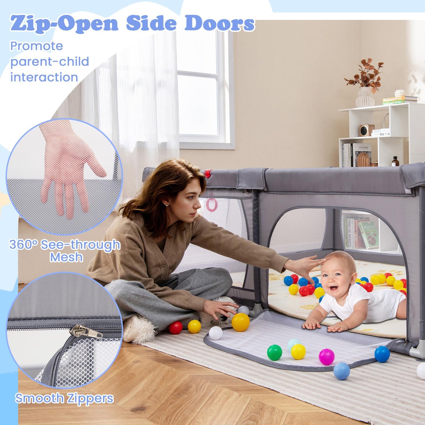 206 x 147cm Extra Large Toddler Fence with Mat