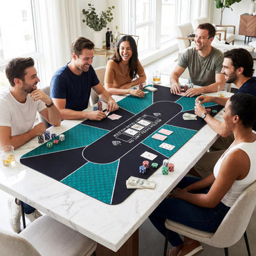 Poker Mat 180 x 90cm, 10 Players Texas Hold'em Poker Table Mat Topper
