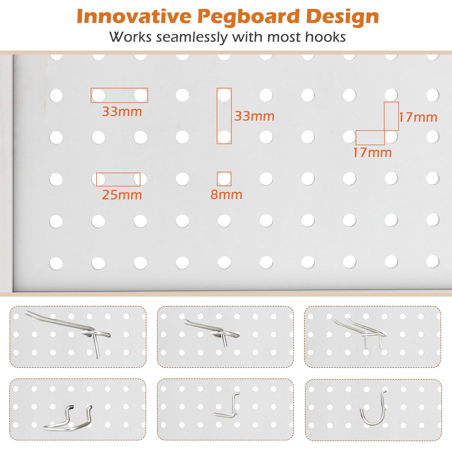 4/6 Panel Folding Room Divider with Pegboard Display