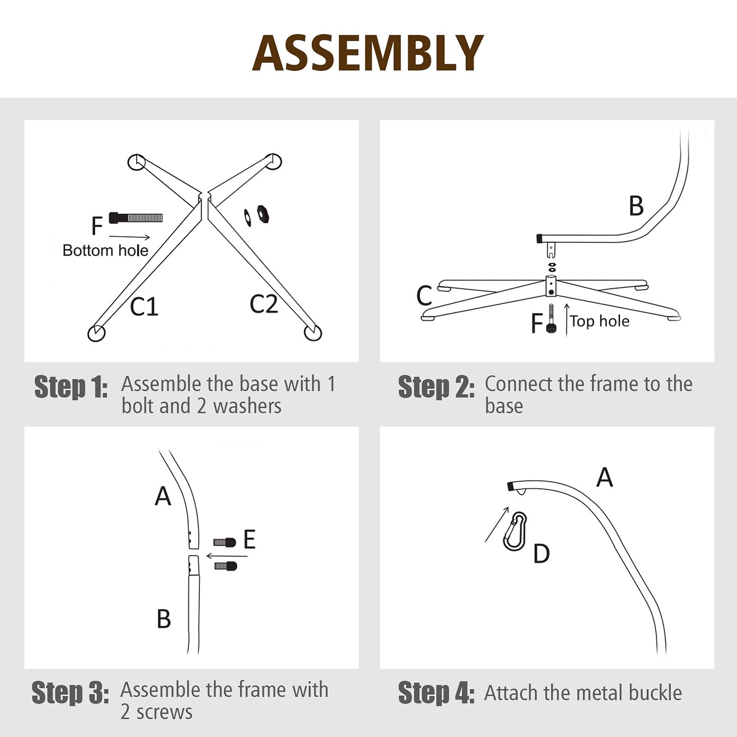 Solid Steel C Hammock Frame Stand Construction