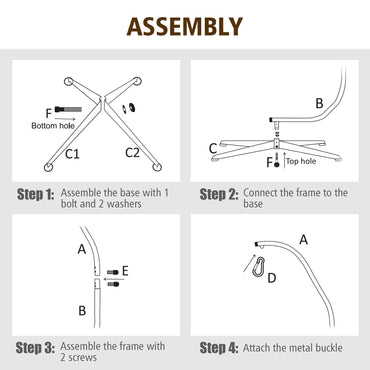 Solid Steel C Hammock Frame Stand Construction