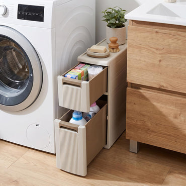 Slim Bathroom Floor Cabinet with 2/3/4 Drawers on Wheels