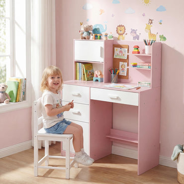 Kids Desk and Chair Set Study Table with Hutch Bulletin Board 3 Drawers