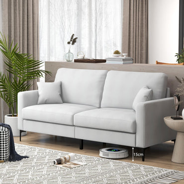 3 Seater Modern Upholstered Corner Sofa Couch with 2 Pillows and 6 Metal Legs