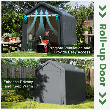 Outdoor Portable Storage Shelter with Roll up Zipper Door