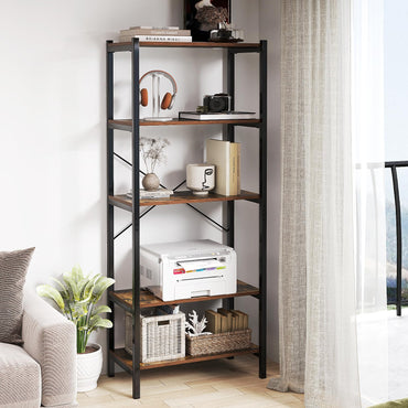5-Tier Bookshelf with Metal Frame and Storage Rack