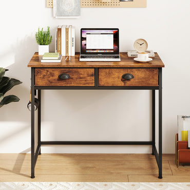 Space Saving Computer Desk with 2 Fabric Drawers