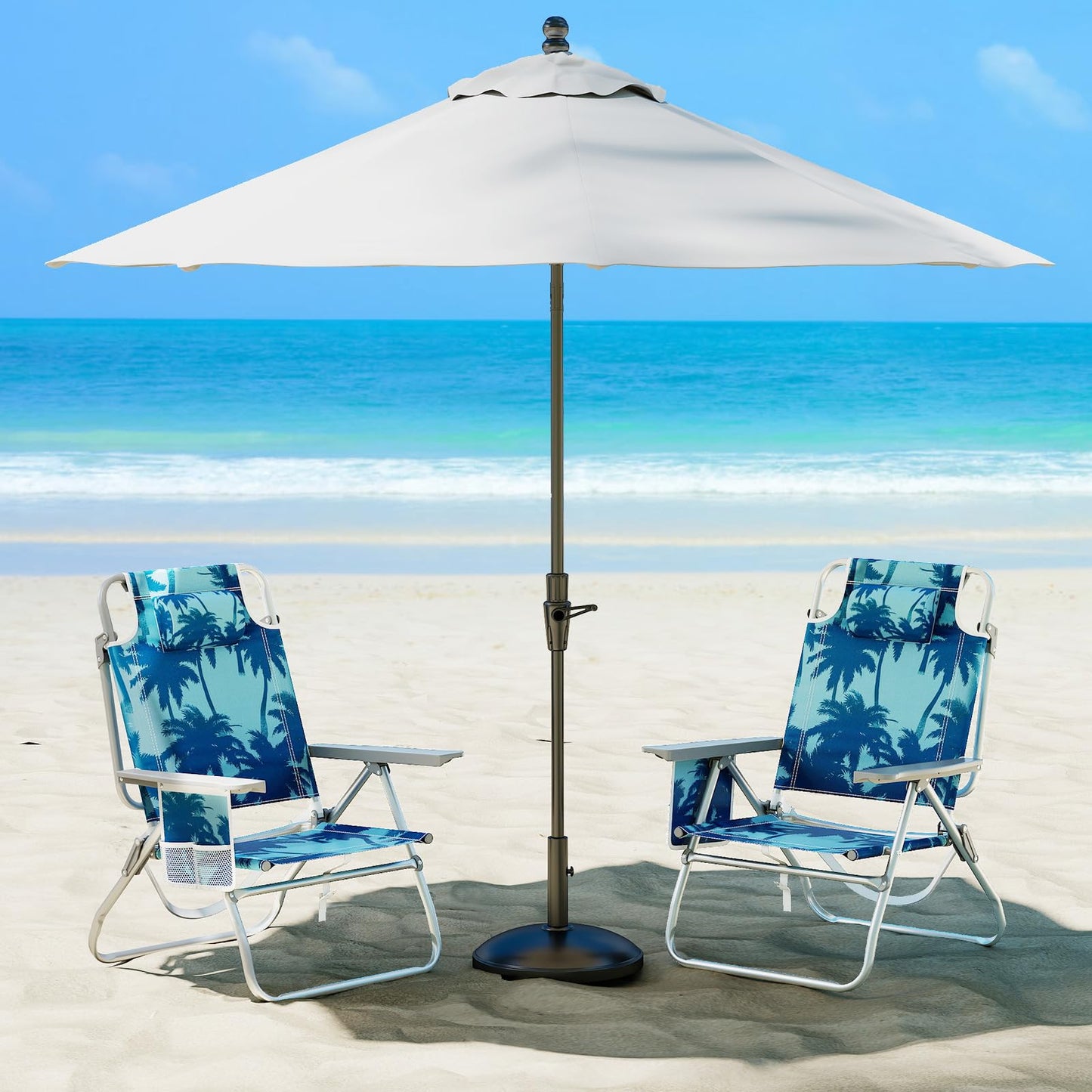 2-Pack Beach Chairs 5-Position Adjustable Folding Chair with Towel Bar