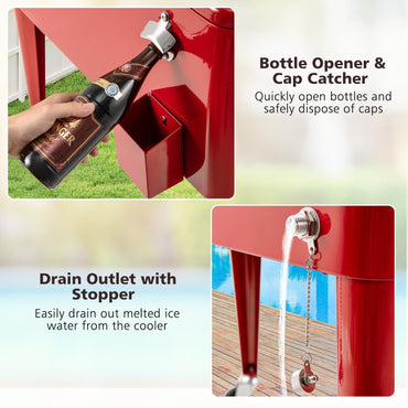 Giantex 80-Quart Rolling Ice Chest Stainless Steel Beverage Cooler Cart with Wheels