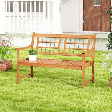 Patio Acacia Wood Bench Wooden 2 Person Outside Chair
