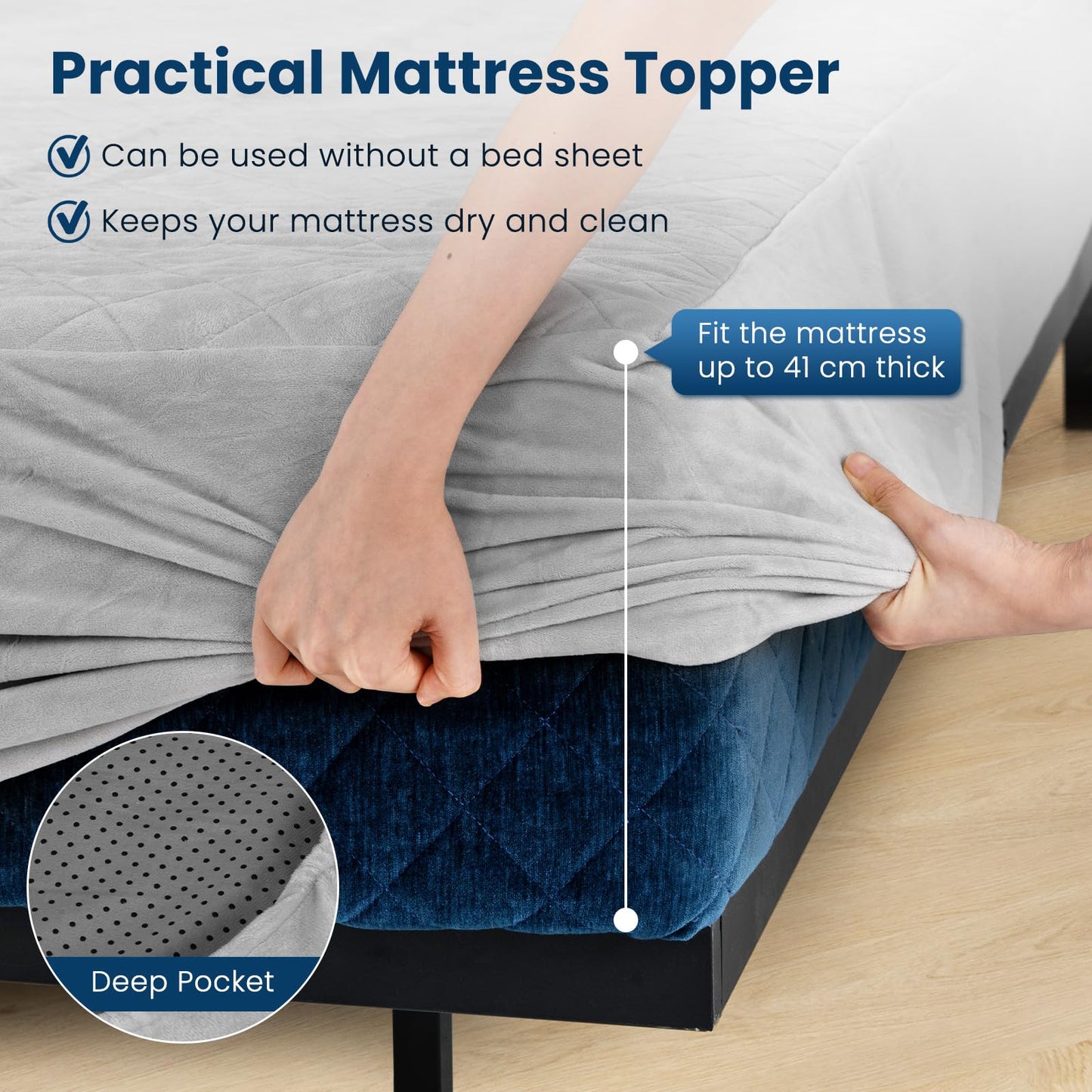 Twin/Queen/King Size Luxury Super Soft Velvet Mattress Protector