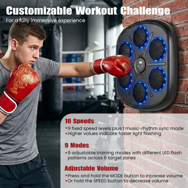 Music Boxing Machine, Wall Mounted Electronic Boxing Target with Gloves