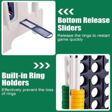 Four in A Row Game Set with 42 Jumbo Rings & Quick-Release Slider