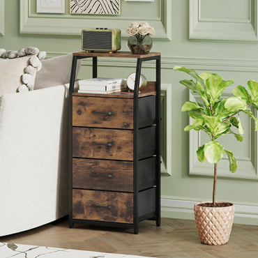 4-Drawer Storage Cabinet with Detachable and Foldable Fabric Drawers