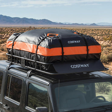 Roof Rack Cargo Basket with 425L Waterproof Bag and 90kg Max Load