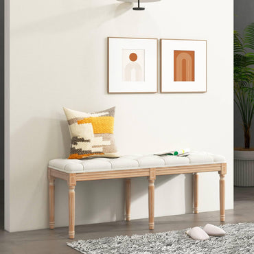 Vintage Entryway Bench with Solid Rubber Wood Legs