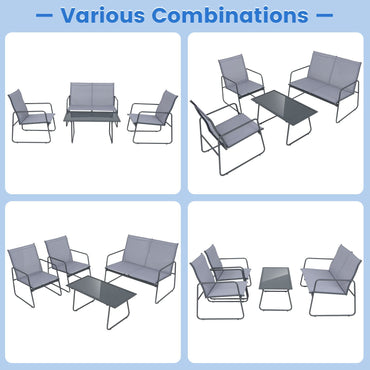 Outdoor Conversation Furniture Table Chairs Set for Balcony Lawn Poolside