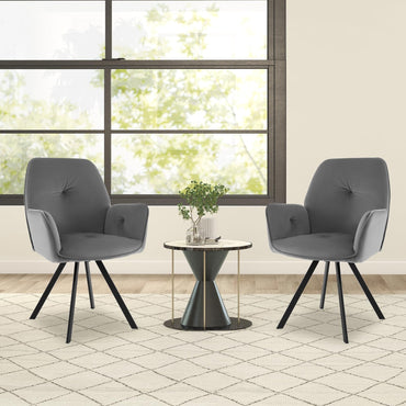 2 PCS Swivel Accent Arm Chairs with Metal Legs and Anti-slip Foot Pads