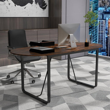 180 CM Executive Table Oval Home Office Table with Cable Management Hole