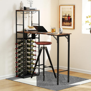 Bar Table with Foldable Tabletop for Dining Room and Living Room