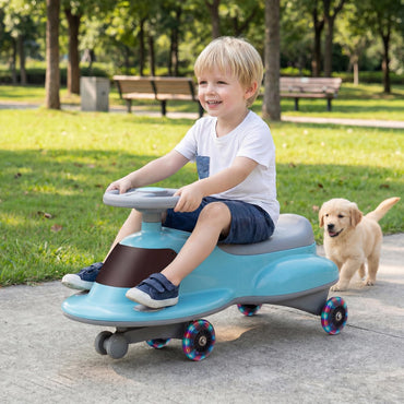 Ride on Wiggle Car, Sit On Swivel Scooter with Light up Wheels, Under-seat Storage