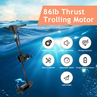 24V 86LBS Transom Mounted Outboard Motor with Telescopic Handle & LED Battery Indicator