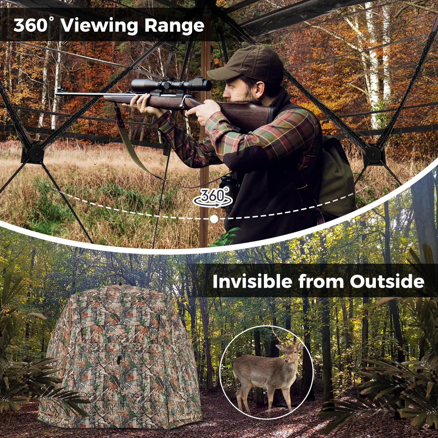 360° One Way See Through Camouflage Ground Tent with Carrying Bag